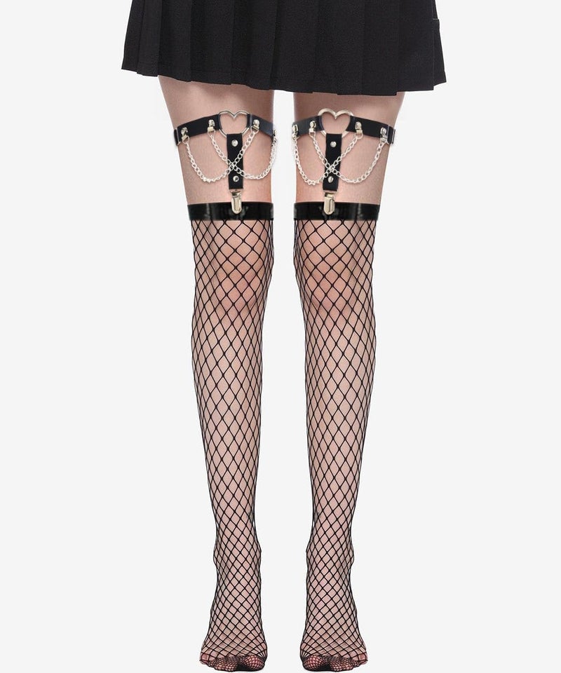 Lorealri Store Thigh High Garter Belt Adjustable Rock Heart Gothic Leg Suspender Belts Rave Party Thigh Lingerie for Women(2 PCs) - Image 5